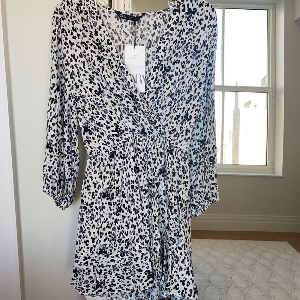 Zara wrap dress, floral leopard print